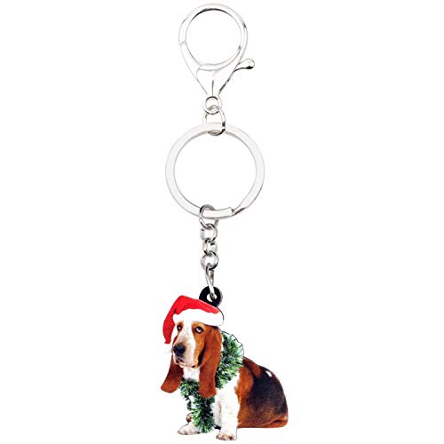 ZALTAS Sitzen Weihnachten Basset Hound Hund Schlüsselanhänger Ringe Schmuck Für Frauen Mädchen Handtasche Charms, Multicolr ZALTAS Sitzen Weihnachten Basset Hound Hund Schlüsselanhänger Ringe Schmuck Für Frauen Mädchen Handtasche Charms, Multicolr von ZALTAS