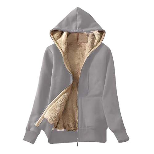 ZALXOZYL Damenmäntel Damenjacke Plus Samtmantel Lederjacke für Damen Übergröße Damenbekleidung Wintermäntel für Damen Steppjacke Wasserabweisende Fleece-Gefütterte Damenjacke Hellgrau 6Xl von ZALXOZYL