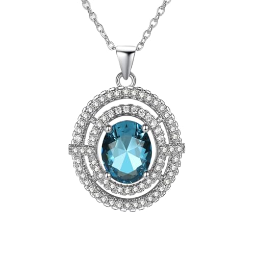 ZALXOZYL Elegantes Damen-Halskettenset mit Meerblauem Kristall und Schmuckschatulle Geschenke für Sie Geburtstagsgeschenke für Töchter oder Freundinnen Necklace Blue von ZALXOZYL
