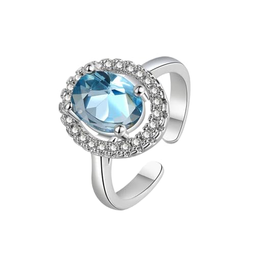ZALXOZYL Elegantes Damen-Halskettenset mit Meerblauem Kristall und Schmuckschatulle Geschenke für Sie Geburtstagsgeschenke für Töchter oder Freundinnen Rings Blue von ZALXOZYL
