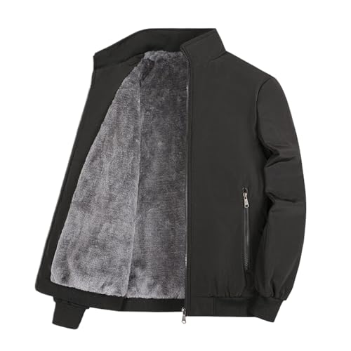 ZALXOZYL Im Mittleren Alter Herren Jacke Herbst - Verdickt, Warm und Winddicht - Motorradjacke Herren - Sweatshirt Herren Ohne Kapuze - Winterjacke für Männer - Extra Groß Black 7Xl von ZALXOZYL