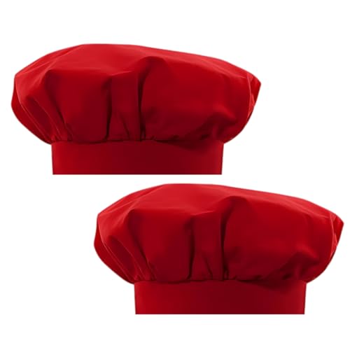 ZAMXHUG 2pcs Kochmützen - Kochmütze für Küche Kochen, Chef Hut Verstellbar Catering Service Haarnetz Küche Wiederverwendbare Mesh Dining Beanie Kochhaube Damen Herren(Rot) von ZAMXHUG