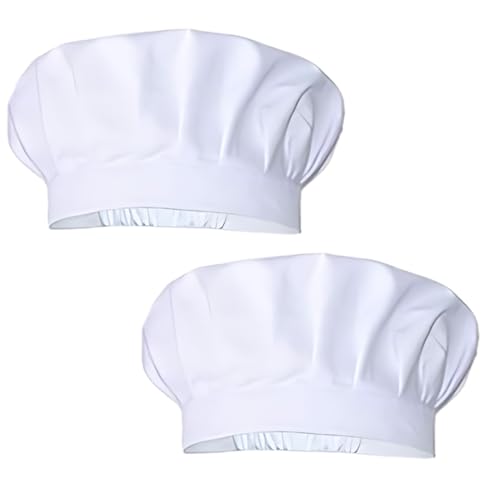 ZAMXHUG 2pcs Kochmützen - Kochmütze für Küche Kochen, Chef Hut Verstellbar Catering Service Haarnetz Küche Wiederverwendbare Mesh Dining Beanie Kochhaube Damen Herren(Weiß) von ZAMXHUG