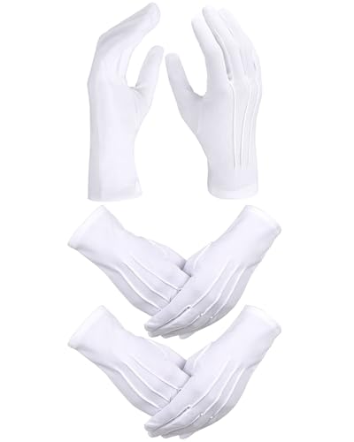 ZAMXHUG weiße handschuhe - 3 Paar Nylon Baumwolle Handschuhe Weiß Parade Kostüm Handschuhe für Polizei Formale Smoking Ehrengarde und besondere Anlässe von ZAMXHUG