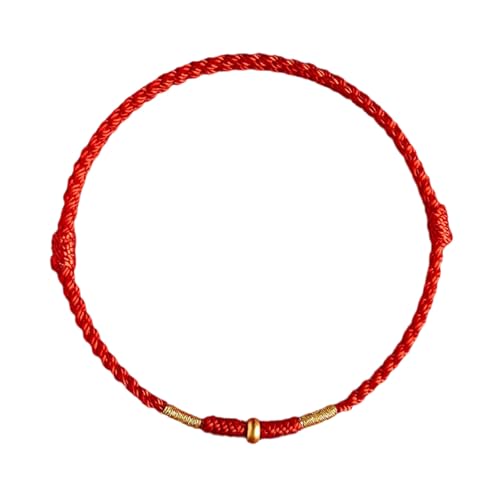 ZANGWAGRU Verstellbare Handgewebte Rote Seilluck Armreifen Für Liebhaber Stilvolle Frauen Männer Fußkettchen Mit Goldener Perlenmodeschmuck von ZANGWAGRU