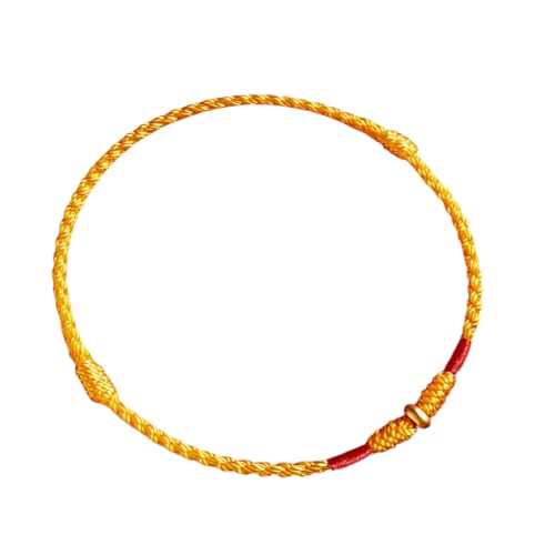 ZANGWAGRU Verstellbare Handgewebte Rote Seilluck Armreifen Für Liebhaber Stilvolle Frauen Männer Fußkettchen Mit Goldener Perlenmodeschmuck von ZANGWAGRU