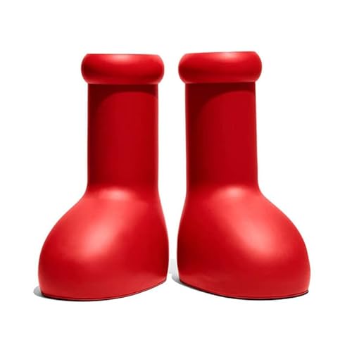 ZANHOG Große rote Kniehohe runde Zehe Ballon Slip on Damen Freizeitstiefel 2023 einfarbige Mode (Farbe : Red, Size : 37 EU) von ZANHOG