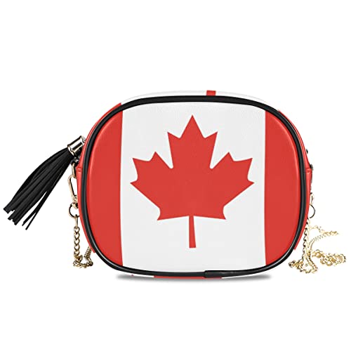 ZANHUGMI Flagge von Kanada Mini-Schultertasche mit Metallkette und Umhänge-Taschen von ZANHUGMI