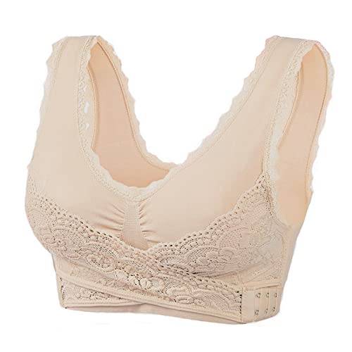 ZANLION Kendally Comfy Corset Bra Front Cross Side Buckle Lace Bras, Kendally Bra, Kendally Bras for Older Women, Kendally Slim and Shape Bra (Skin,XL) von ZANLION