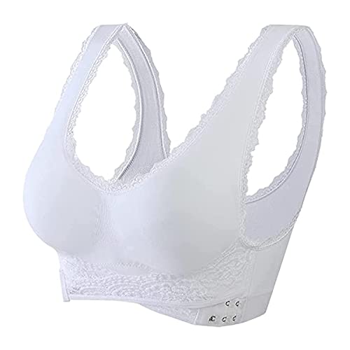 ZANLION Kendally Comfy Corset Bra Front Cross Side Buckle Lace Bras, Kendally Bra, Kendally Bras for Older Women, Kendally Slim and Shape Bra (White,XL) von ZANLION