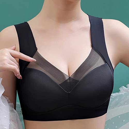 ZANLION Wmbra Bra, Wmbra Posture Correcting Bra, Posture Correction, Summer Wireless Push-Up Comfort Ergonomic Crossover Bra (Black,2XL) von ZANLION