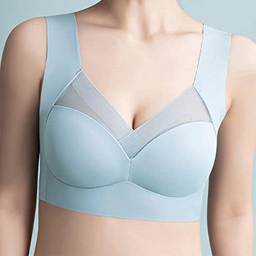 ZANLION Wmbra Bra, Wmbra Posture Correcting Bra, Posture Correction, Summer Wireless Push-Up Comfort Ergonomic Crossover Bra (Light Blue,2XL) von ZANLION