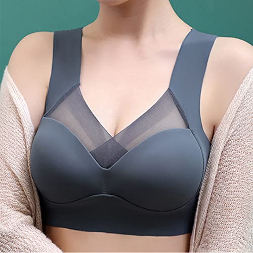 ZANLION Wmbra Bra, Wmbra Posture Correcting Bra, Posture Correction, Summer Wireless Push-Up Comfort Ergonomic Crossover Bra (Navy Blue,2XL) von ZANLION