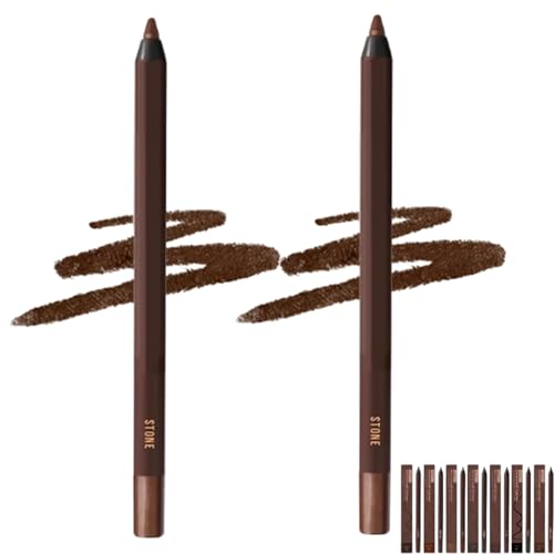 ZANWANXIN 24hr Waterproof Eyeliner, 24 Hr Waterproof Eyeliner Duo Sharpenable Eye Pencil,Chocolate Eyeliner (2pcs-Stone) von ZANWANXIN