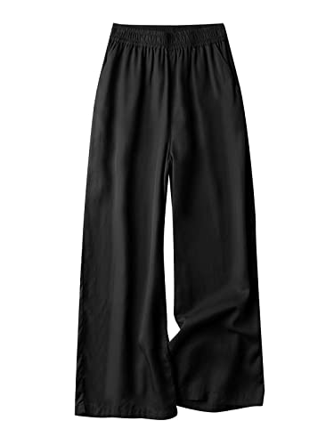 ZANZEA Culottes Hosen Damen Baggy Lang Hosenrock Sommer Weite Haremshosen Elastische Taille Strandhose Große Größen Leichte Yoga Hosen D-Schwarz 5XL von ZANZEA