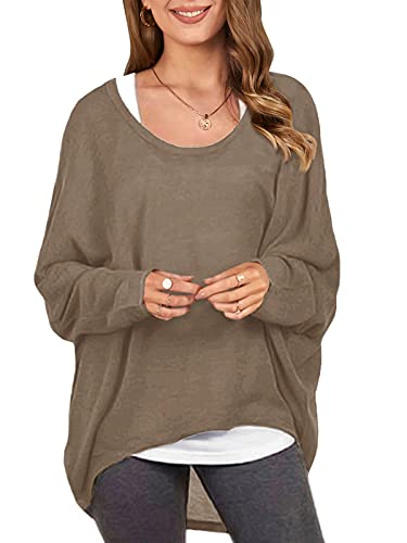ZANZEA Damen Fledermausärmel Schulterfrei Lose Oversized Baggy Tops Sweater Pullover Casual Bluse T-Shirt - Braun - XX-Large ZANZEA Damen Fledermausärmel Schulterfrei Lose Oversized Baggy Tops Sweater Pullover Casual Bluse T-Shirt - Braun - XX-Large von ZANZEA