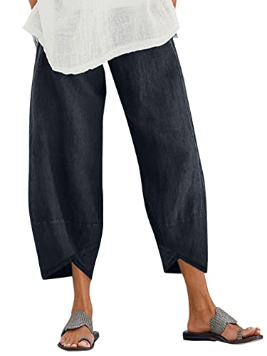 ZANZEA Leinenhose Damen Sommer 7/8 Baggy Haremshose Weite Culottes Hosen Große Größen Hippie Hose Casual Yoga Hosen Leichte Strandhose B-Marineblau L ZANZEA Leinenhose Damen Sommer 7/8 Baggy Haremshose Weite Culottes Hosen Große Größen Hippie Hose Casual Yoga Hosen Leichte Strandhose B-Marineblau L von ZANZEA