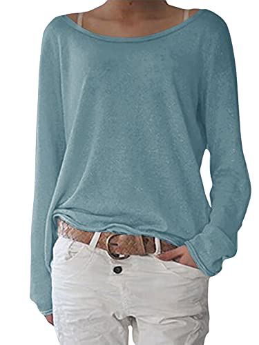 ZANZEA Damen Langarm Lose Bluse Hemd Shirt Oversize Sweatshirt Oberteil Tops Minzgrün Small von ZANZEA