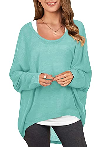 ZANZEA Damen Lose Asymmetrisch Jumper Sweatshirt Pullover Bluse Oberteile Oversize Tops Grün XXL von ZANZEA