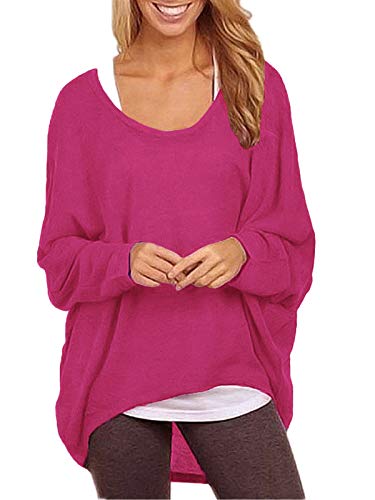 ZANZEA Damen Lose Asymmetrisch Jumper Sweatshirt Pullover Bluse Oberteile Oversize Tops Rose 4XL von ZANZEA