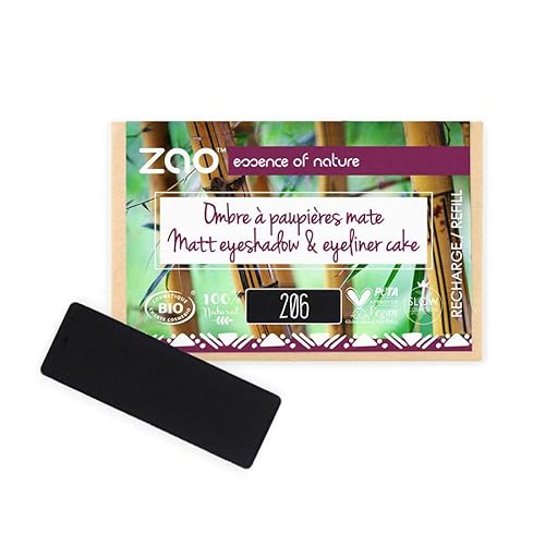 Zao Rectangle Eye Shadow Rechteckiger Matter Lidschatten Black Eyeliner Cake Nr.206 Refill Nachfüllpackung von ZAO essence of nature