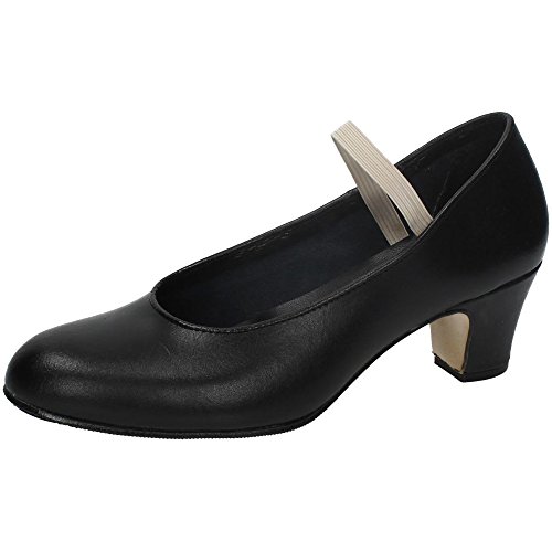 Made in Spanien 16 Flamenco Leder Mädchen Schuhe Absatz Schwarz 37 von ZAPATOP