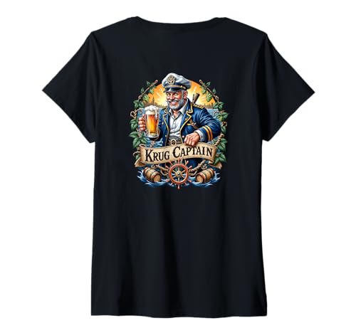 Damen Krug Captain Bier Kapitän Bierliebhaber T-Shirt mit V-Ausschnitt Damen Krug Captain Bier Kapitän Bierliebhaber T-Shirt mit V-Ausschnitt von ZAPFZILLA