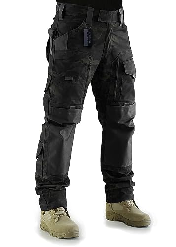 ZAPT Taktische Molle Ripstop Combat Hose Army Multicam/A-TACS LE Camo Pants für Herren (Multicam Black, L) von ZAPT
