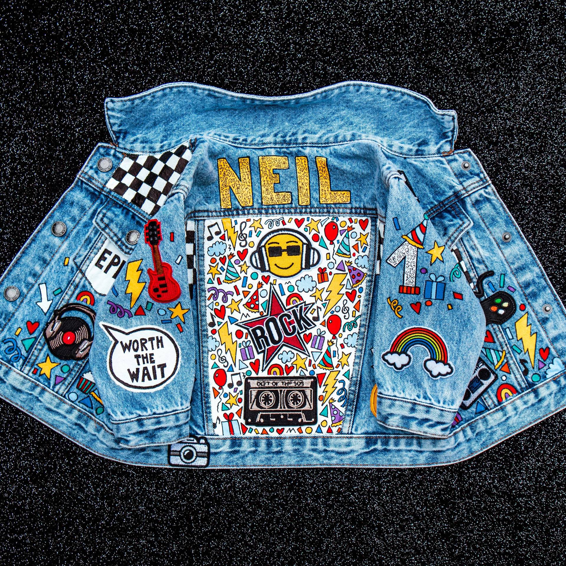 Handbemalte Baby Jeansjacke Personalisierte Patches, Custom Design Handbemalte Baby Jeansjacke Personalisierte Patches, Custom Design von ZARAdreamland