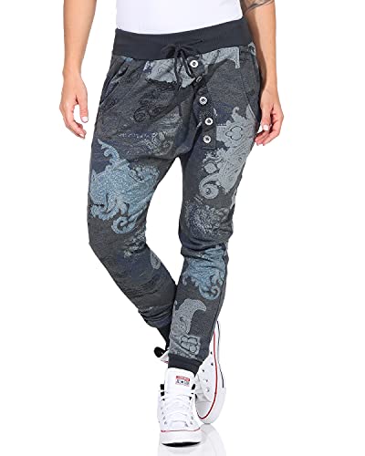 Zarmexx Trendy Damen Hose Boyfriendhose Jogginghose Haremshose Aladinhose Freizeithose Baggy Boyfriend Sport Loose Fit (grau, One Size) von ZARMEXX Fashion