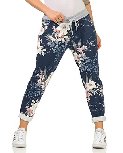 ZARMEXX Damen Sweatpants Baggy Hose Boyfriend Freizeithose Sporthose All-Over Roses Print One Size (floral4, One Size) von ZARMEXX