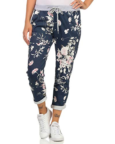 Zarmexx Damen Sweatpants Baggy Hose Boyfriend Freizeithose Sporthose All-Over Roses Print One Size (floral5, One Size) von ZARMEXX Fashion