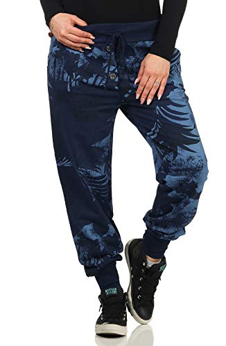 Zarmexx Damen Sweatpants Sweathose Baumwollhose Jogger Jogginghose Freizeithose Relax Fit Damenhose Jungle-Print (blau) von ZARMEXX Fashion