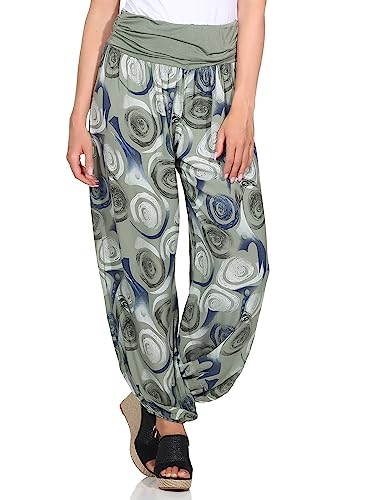 ZARMEXX Damen Aladinhose Pumhose Sommerhose Freizeithose Pluderhose Yoga Pilates Haremshose (Mod.1 Armee, 36-42) von ZARMEXX