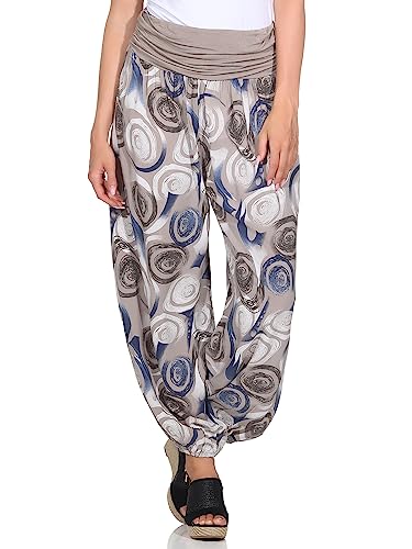 ZARMEXX Damen Aladinhose Pumhose Sommerhose Freizeithose Pluderhose Yoga Pilates Haremshose (Mod.1 Cappuccino, 36-42) von ZARMEXX