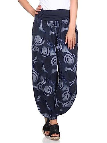 ZARMEXX Damen Aladinhose Pumhose Sommerhose Freizeithose Pluderhose Yoga Pilates Haremshose (Mod.1 Navy, 36-42) von ZARMEXX