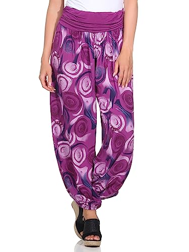 ZARMEXX Damen Aladinhose Pumhose Sommerhose Freizeithose Pluderhose Yoga Pilates Haremshose (Mod.1 violett, 36-42) von ZARMEXX