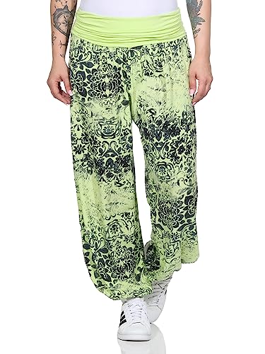ZARMEXX Damen Aladinhose Pumhose Sommerhose Freizeithose Pluderhose Yoga Pilates Haremshose (Mod.2 apfelgrün, 36-42) von ZARMEXX