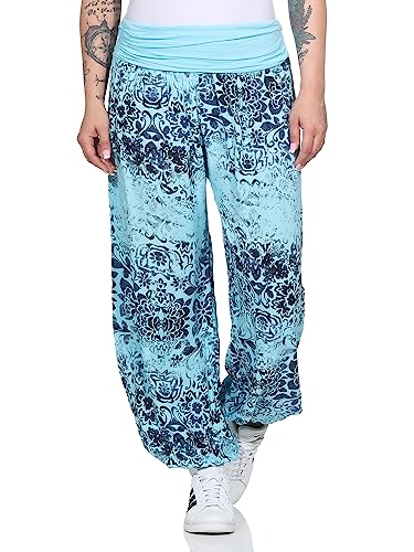 ZARMEXX Damen Aladinhose Pumhose Sommerhose Freizeithose Pluderhose Yoga Pilates Haremshose (Mod.2 hellblau, 36-42) von ZARMEXX