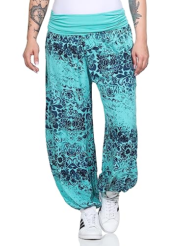 ZARMEXX Damen Aladinhose Pumhose Sommerhose Freizeithose Pluderhose Yoga Pilates Haremshose (Mod.2 türkis, 36-42) von ZARMEXX