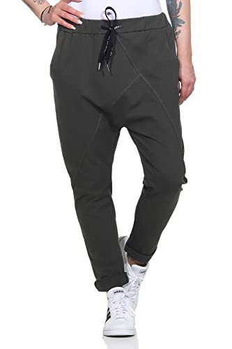 ZARMEXX Damen Baumwoll Freizeithose Baggy Boyfriend Style Jogger Ladies Pants mit elastischem Bund (Armee) von ZARMEXX