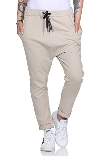 ZARMEXX Damen Baumwoll Freizeithose Baggy Boyfriend Style Jogger Ladies Pants mit elastischem Bund (beige) von ZARMEXX