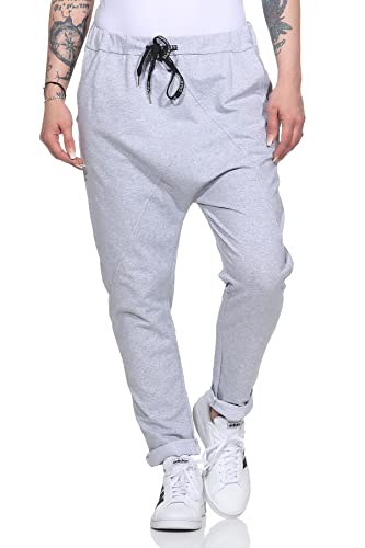 ZARMEXX Damen Baumwoll Freizeithose Baggy Boyfriend Style Jogger Ladies Pants mit elastischem Bund (hellgrau) von ZARMEXX