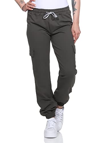 ZARMEXX Damen Baumwoll Freizeithose Cargohose Jogginghose Sport Jogger Ladies Pants mit elastischem Bund (Armee) von ZARMEXX