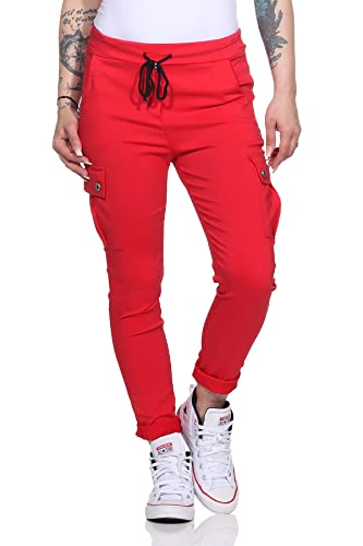 ZARMEXX Damen Freizeithose Cargo Hose Baggy Style Jogger Ladies Pants mit elastischem Bund (rot) von ZARMEXX