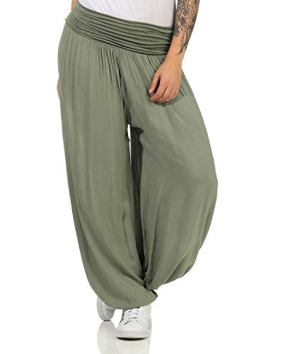 ZARMEXX Damen Haremshose Pumphose Aladinhose Pluderhose Yoga Freizeithose Sommerhose (Armee, 36-42) von ZARMEXX