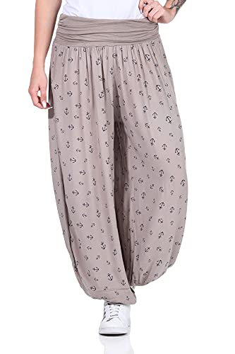 ZARMEXX Damen Haremshose Pumphose Aladinhose Pluderhose Yoga Freizeithose Sommerhose (Cappuccino-Anker, 36-42) von ZARMEXX