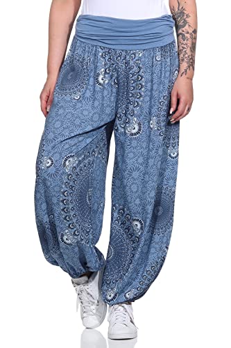 ZARMEXX Damen Haremshose Pumphose Aladinhose Pluderhose Yoga Freizeithose Sommerhose (Jeansblau-Mandala, 36-42) von ZARMEXX