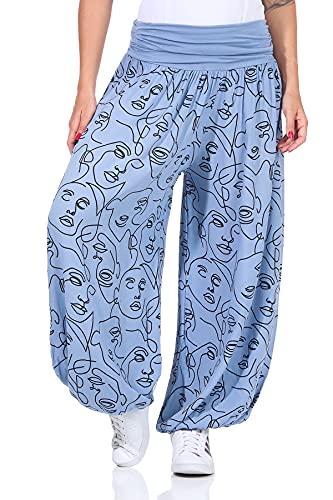 ZARMEXX Damen Haremshose Pumphose Aladinhose Pluderhose Yoga Freizeithose Sommerhose (Jeansblau-face, 36-42) von ZARMEXX