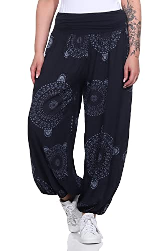 ZARMEXX Damen Haremshose Pumphose Aladinhose Pluderhose Yoga Freizeithose Sommerhose (Navy-Mandala, 36-42) von ZARMEXX